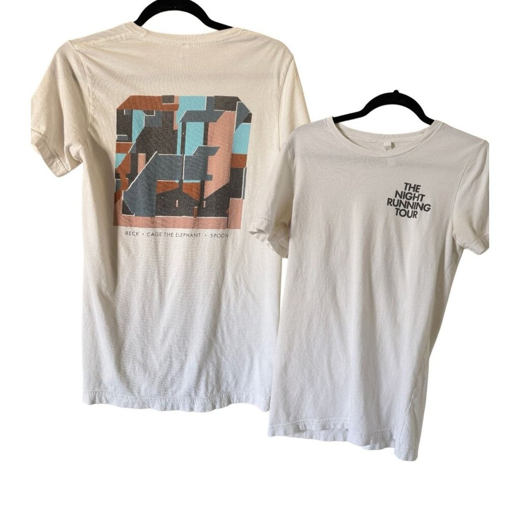 Beck & Cage the Elephant Spoon Night Running Tour T-Shirt White Shirt Small